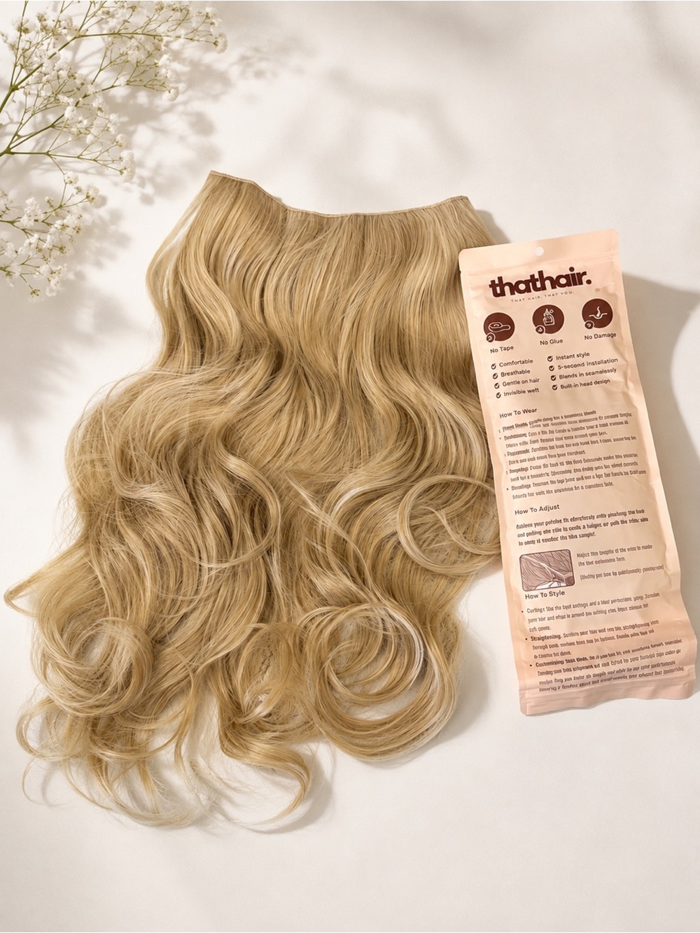 Blonde Wavy Clip-In Hair Extension  Halo - Light Blonde